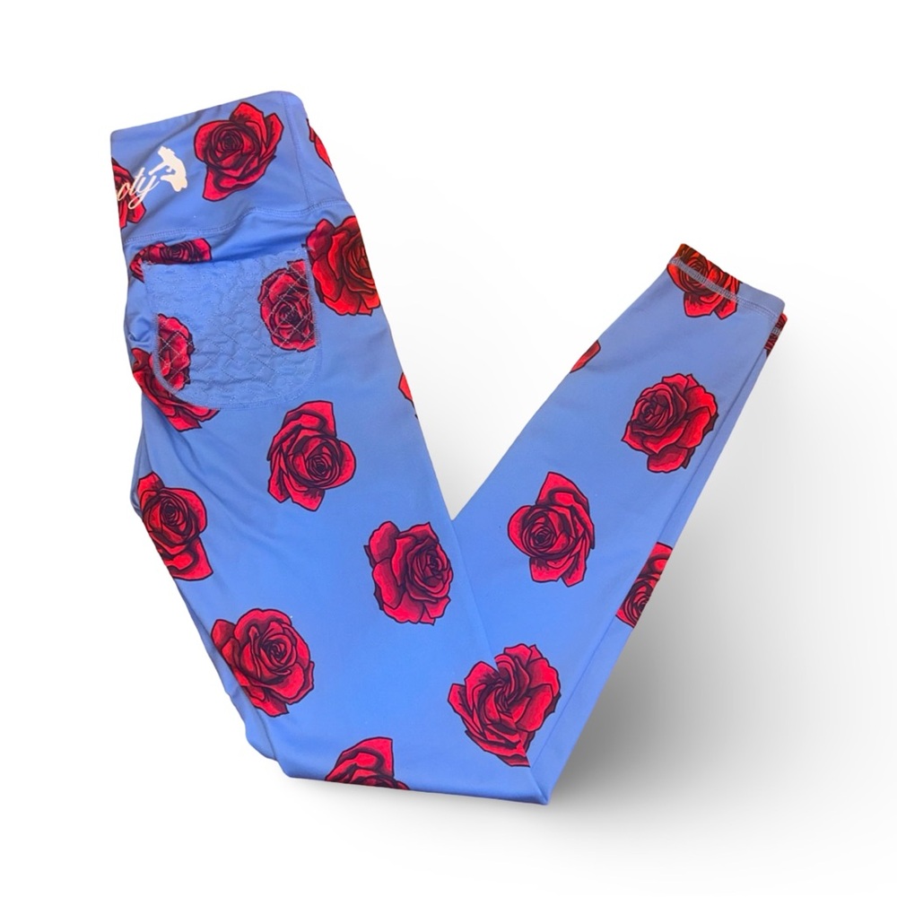 Fit Booty Apparel Leggings Sculpting Red Blue Rose Size Medium